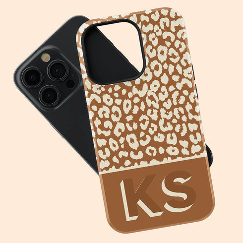 Boho Leopard 3D Initials iPhone Case